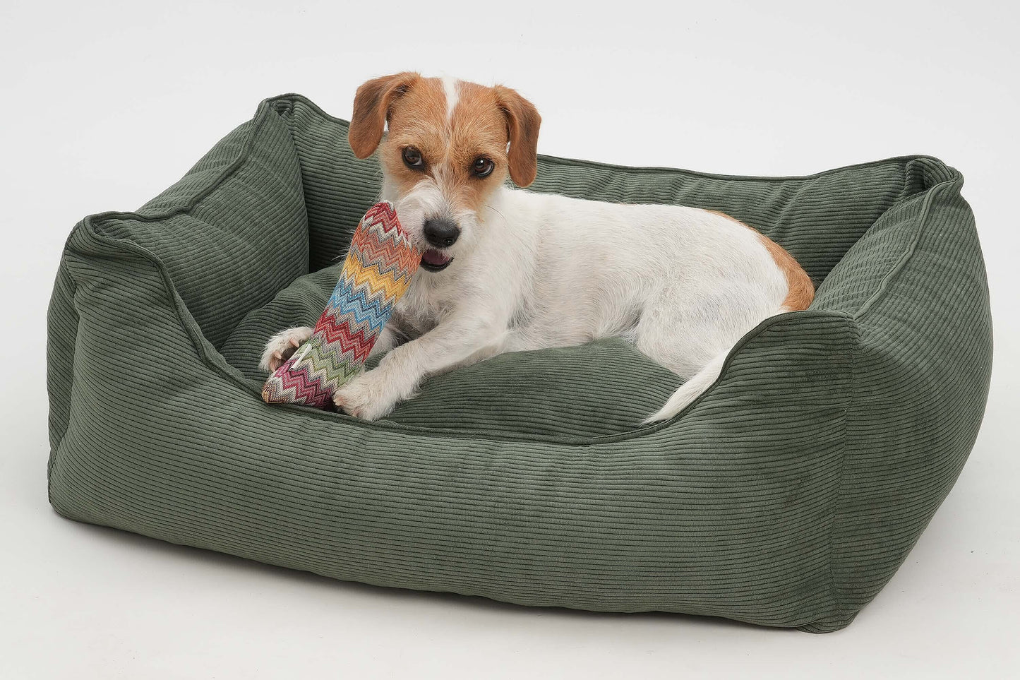 Dog Bed Chelsea Cord Gravel / Graphite / Forest Green / Rose