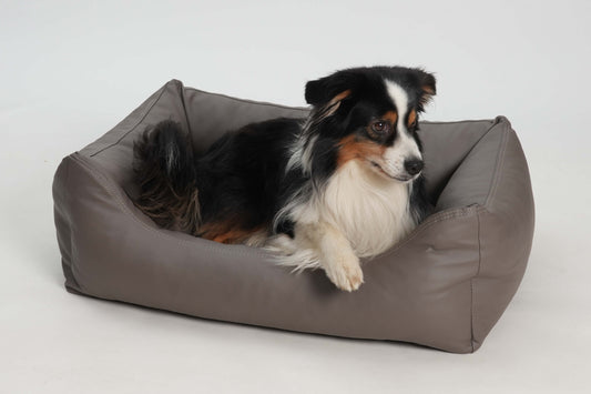 Dog Bed Imitation Leather Taupe